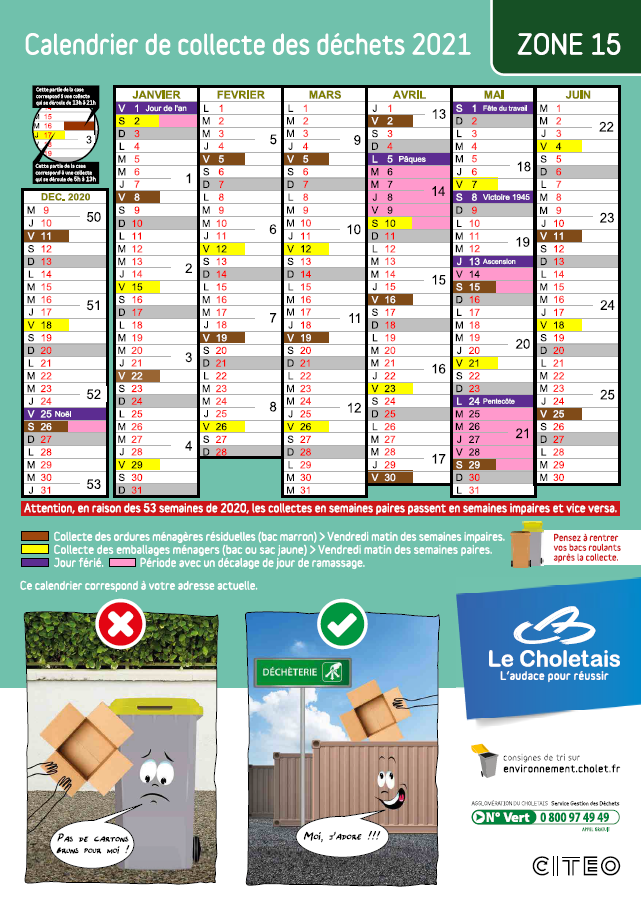 Calendriers De Collecte Des Dechets 2021 Commune De Vezins calendrier collecte des dechets 2021 cholet