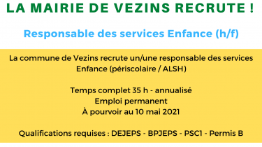 Offre d’emploi – Responsable du Service Enfance