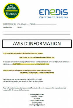 Avis travaux d’élagage