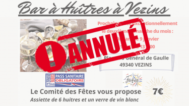 Comité des Fêtes – Annulation du bar à huîtres ce dimanche