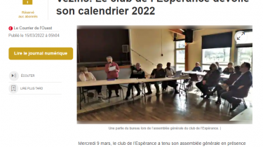 Le Courrier de l’Ouest – 15.03.2022