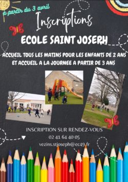 École St Joseph – INSCRIPTIONS SCOLAIRES 2023/2024