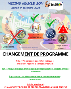 JOURNÉE TÉLÉTHON CHANGEMENT DE PROGRAMME
