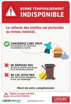 Arrêt provisoire service de collecte des textiles usagés