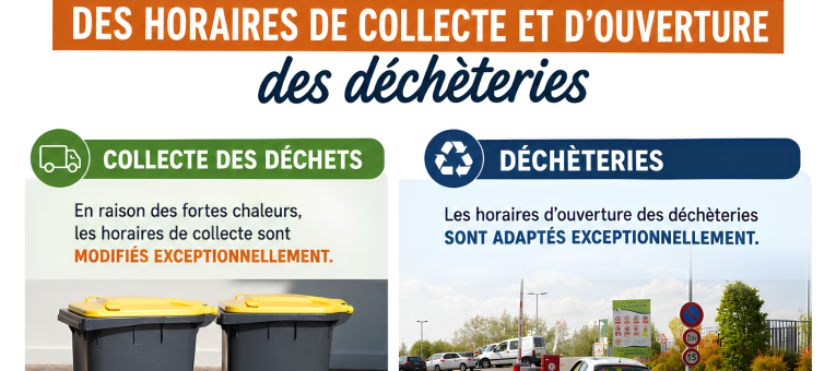Modification horaires déchèteries et collecte des déchets